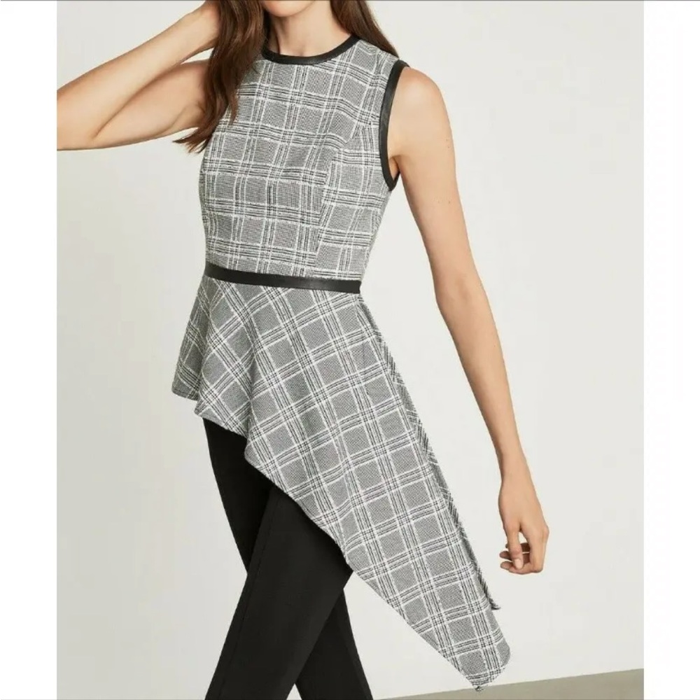 BCBGMaxAzria Asymmetrical Houndstooth Top